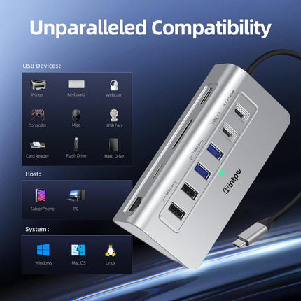 Intpw P9R USB C Docking Station (10-in-1)