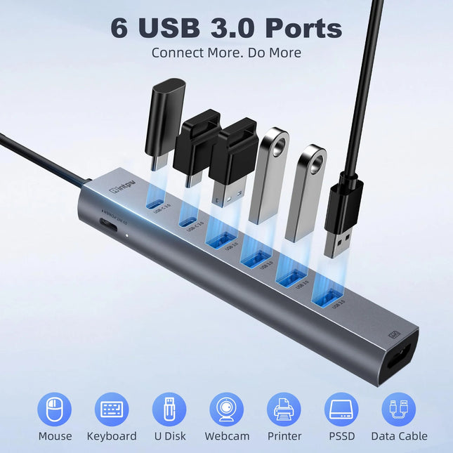 Intpw 9158T 6-Port USB Data Hub (8-in-1)