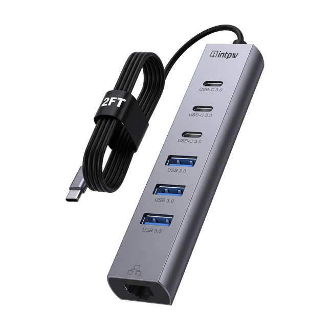 Intpw 9967B USB C Hub with Gigabit Ethernet (8-in-1)