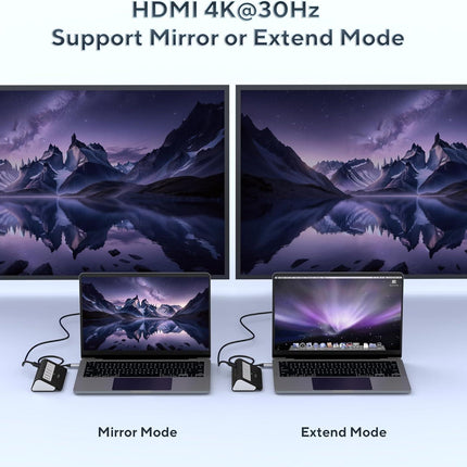 P9 mac mini hub with HDMI 4K@30Hz port supports mirror or extend mode, black