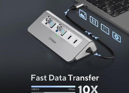 P9 usbc hub fast data transfer 5Gbps, silver