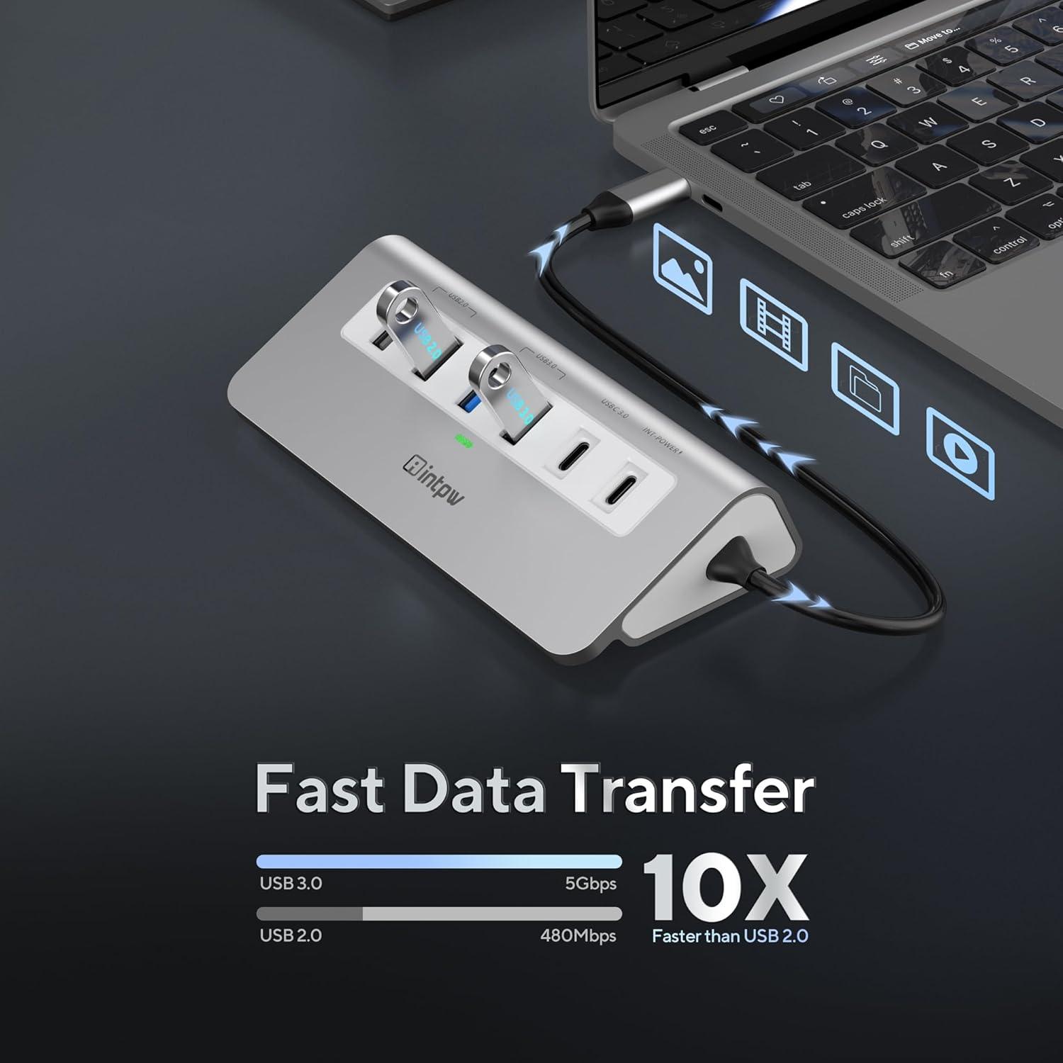 P9 usbc hub fast data transfer 5Gbps, silver