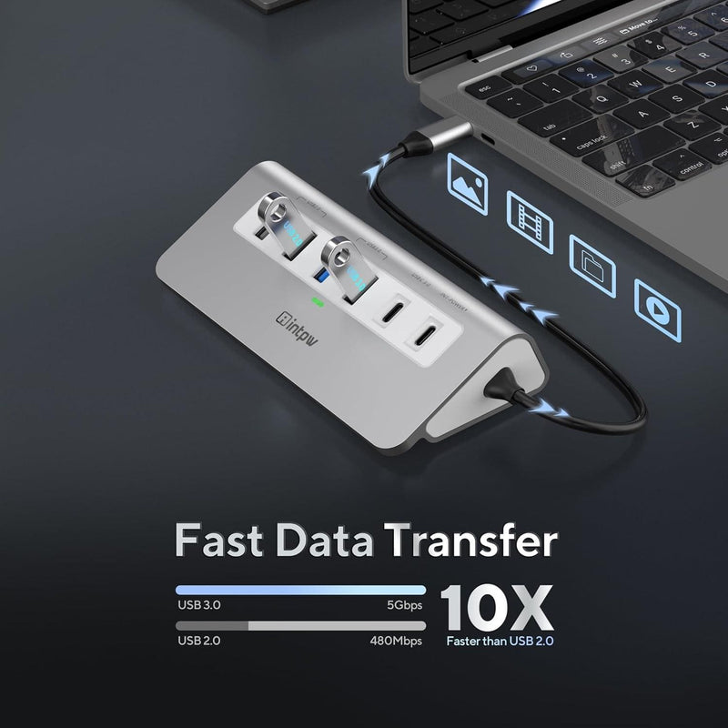 intpw 9 in 1 USB C Hub - Multiport Adapter with 4K HDMI