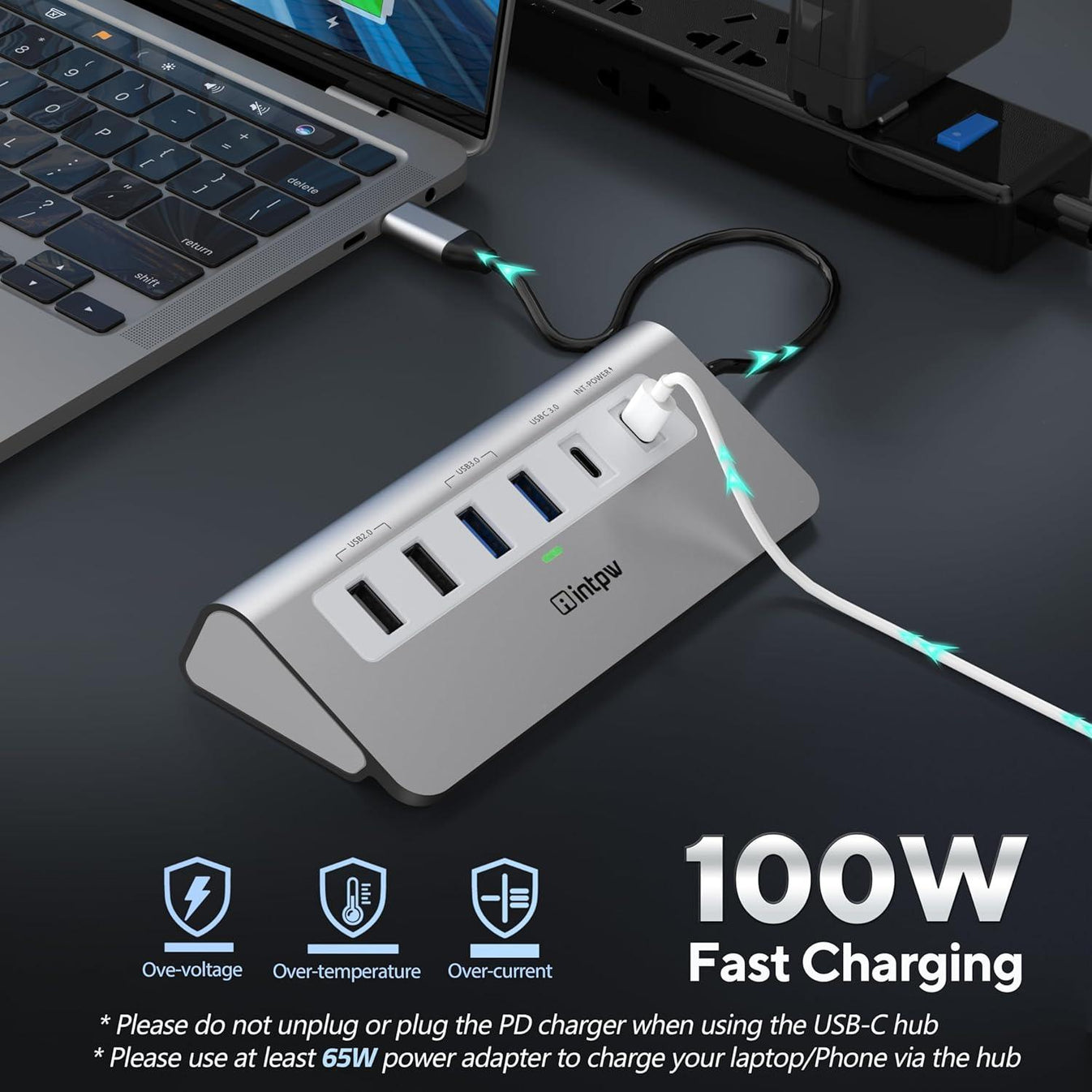 intpw 9 in 1 USB C Hub - Multiport Adapter with 4K HDMI