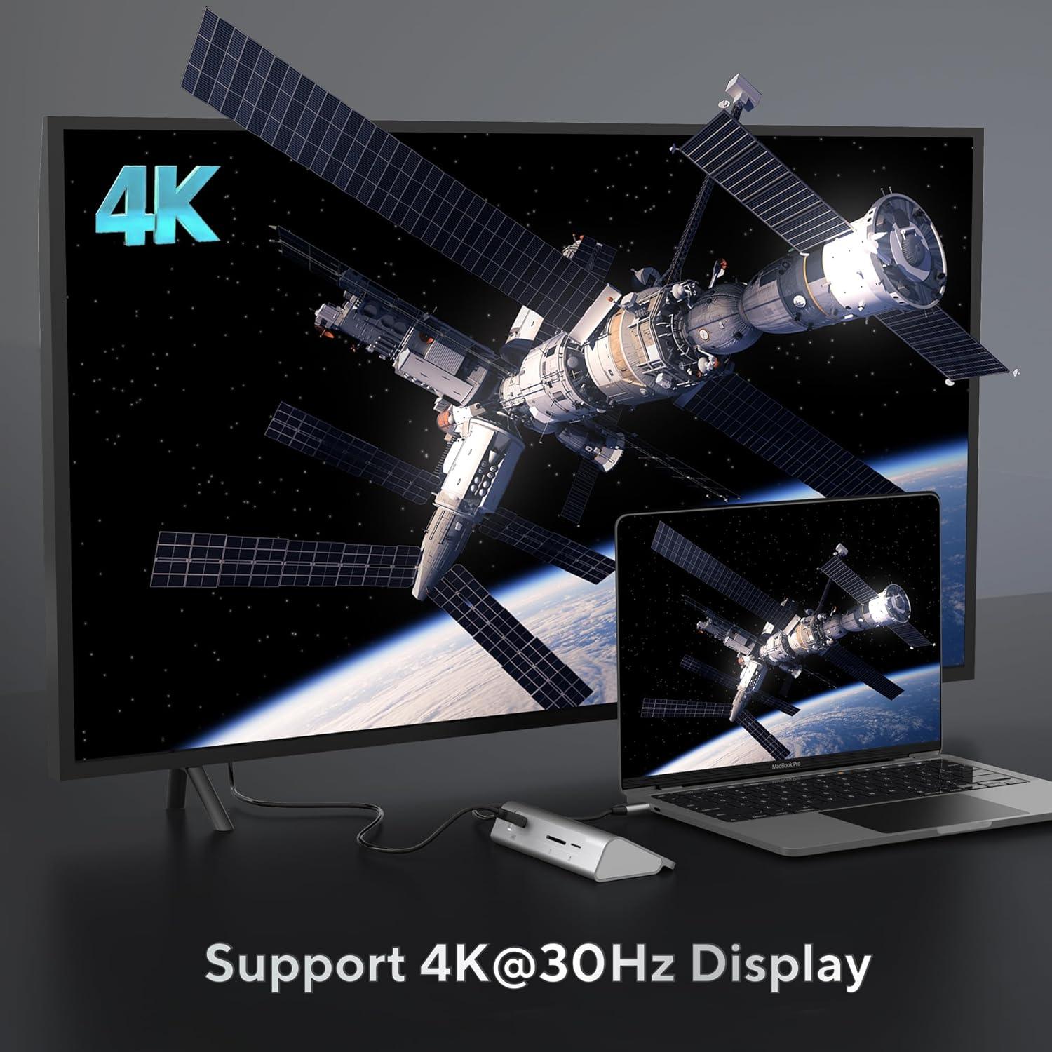 p9 usb multiport adapter supports 4K@30Hz display, silver