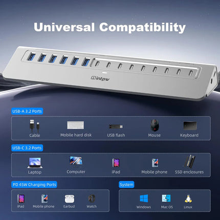 INTPW YH15 10Gbps Desktop Hub (15-in-1)