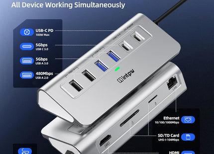 Intpw P9R USB C Docking Station (10-in-1)