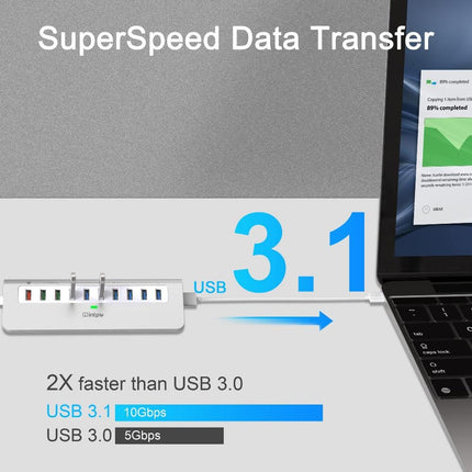 Intpw YH6S Powered USB Hub (10-in-1)