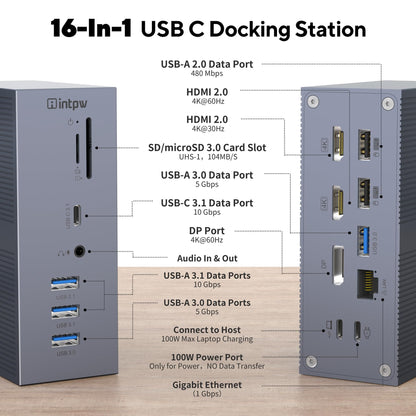 DC43 Laptop Docking Station (16-IN-1)