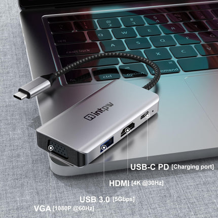 Intpw ID550 VGA to USB C Hub (4-in-1)