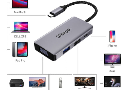 Intpw ID550 VGA to USB C Hub (4-in-1)