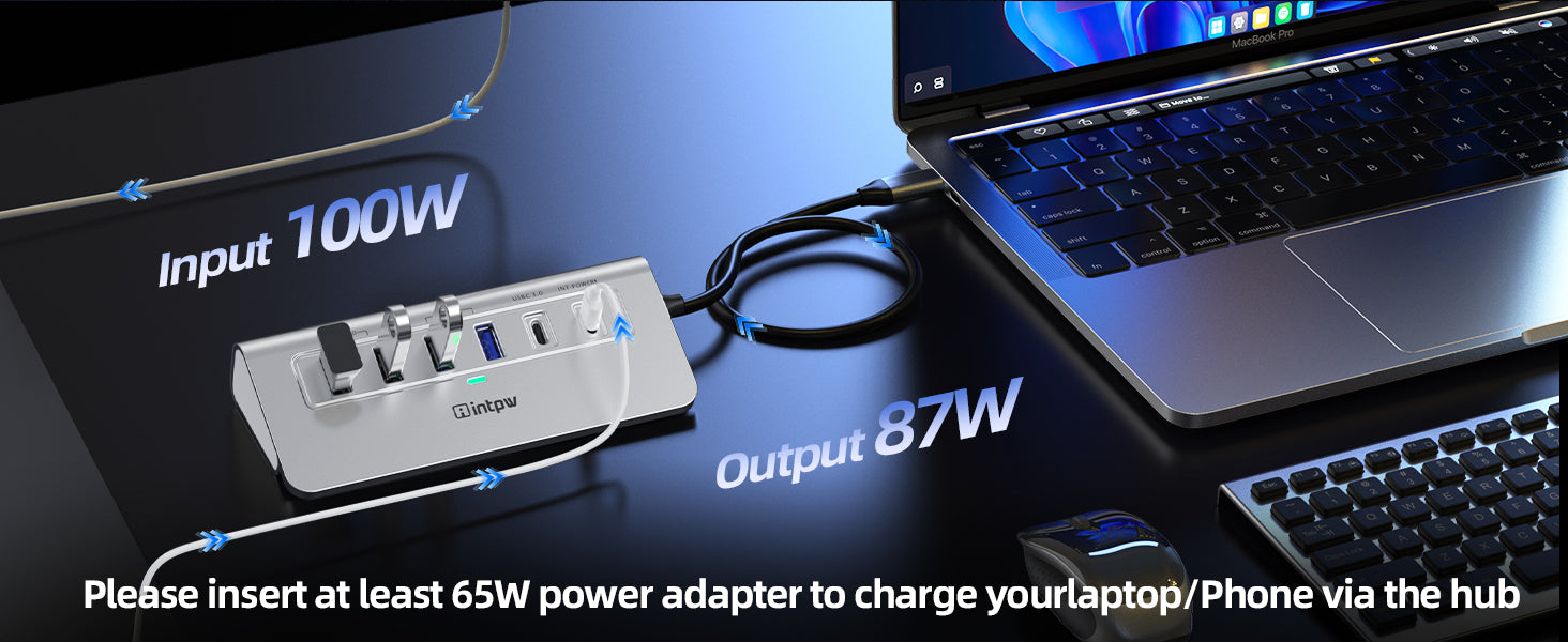 intpw USB C DockingStation p9r with 100w pd port