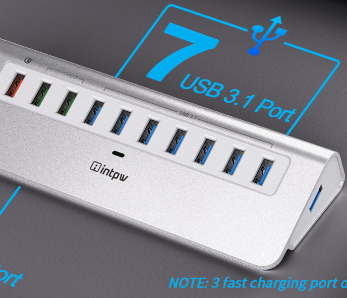 intpw powered usb hub yh6s with 10 ports