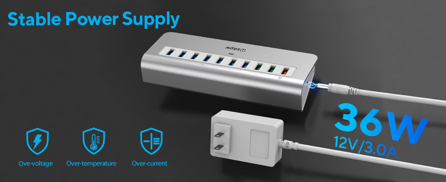 intpw powered usb hub yh6s with 36w input