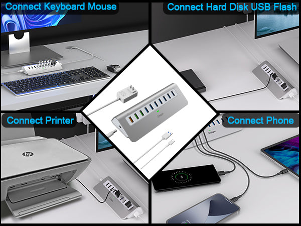 intpw powered usb hub yh6s using place