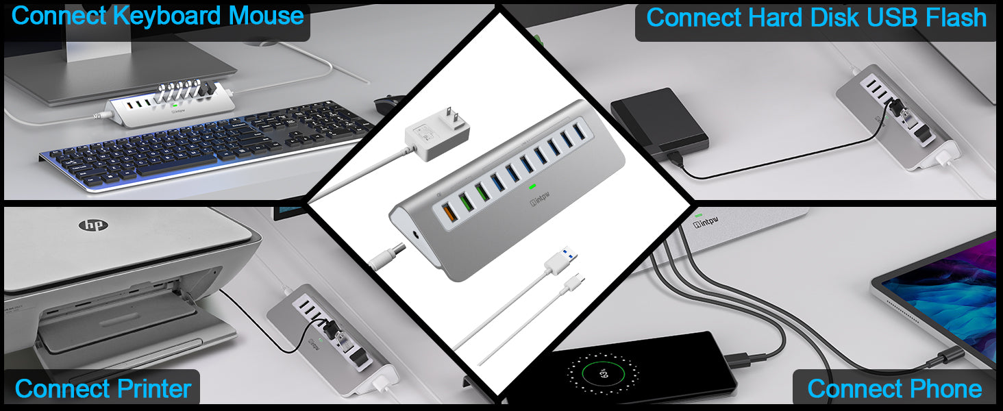 intpw powered usb hub yh6s using place