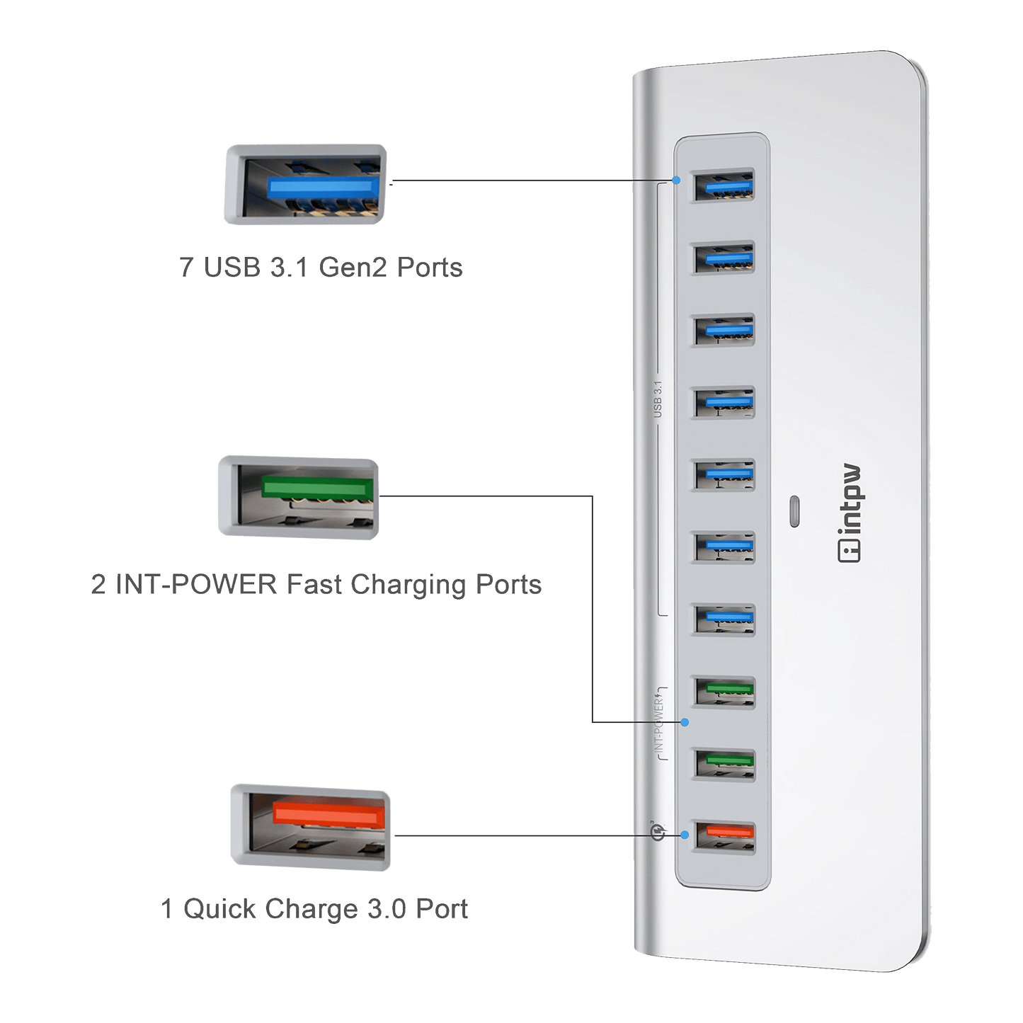 intpw powered usb hub yh6s