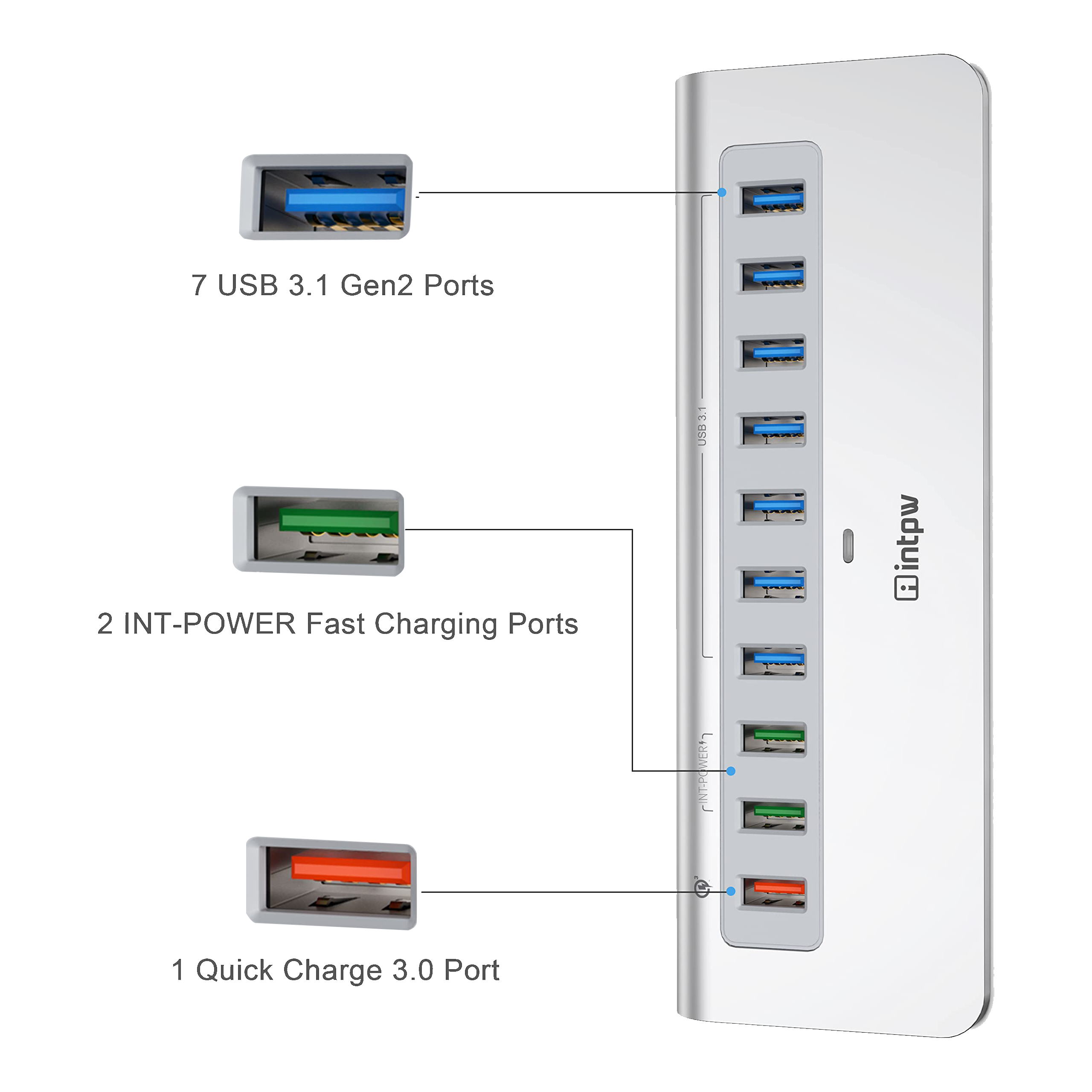 intpw powered usb hub yh6s