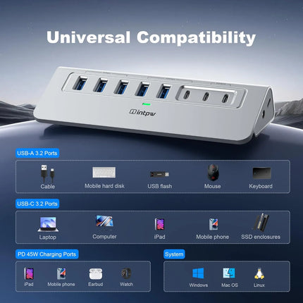 YH6AC Plus Powered USB Hub (10-in-1)