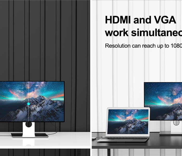 Two laptops connected to one and two monitors respectively via two intpw id550 usb c hubs.