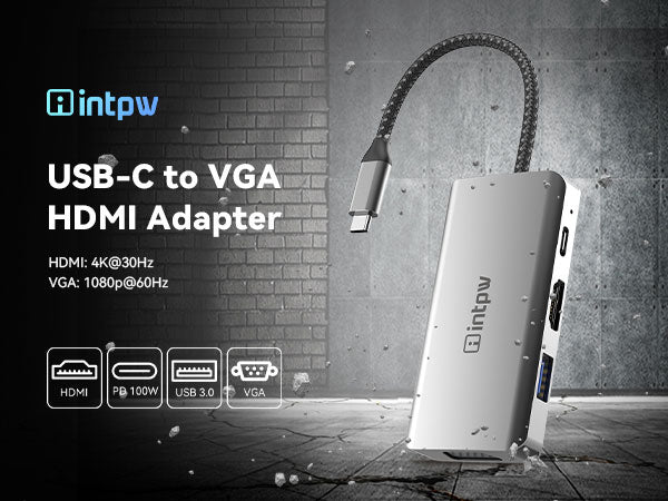 a intpw id550 usb c to vga and hdmi on the floor.