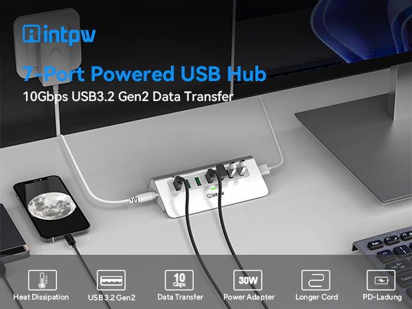 intpw powered usb hub yh4s 