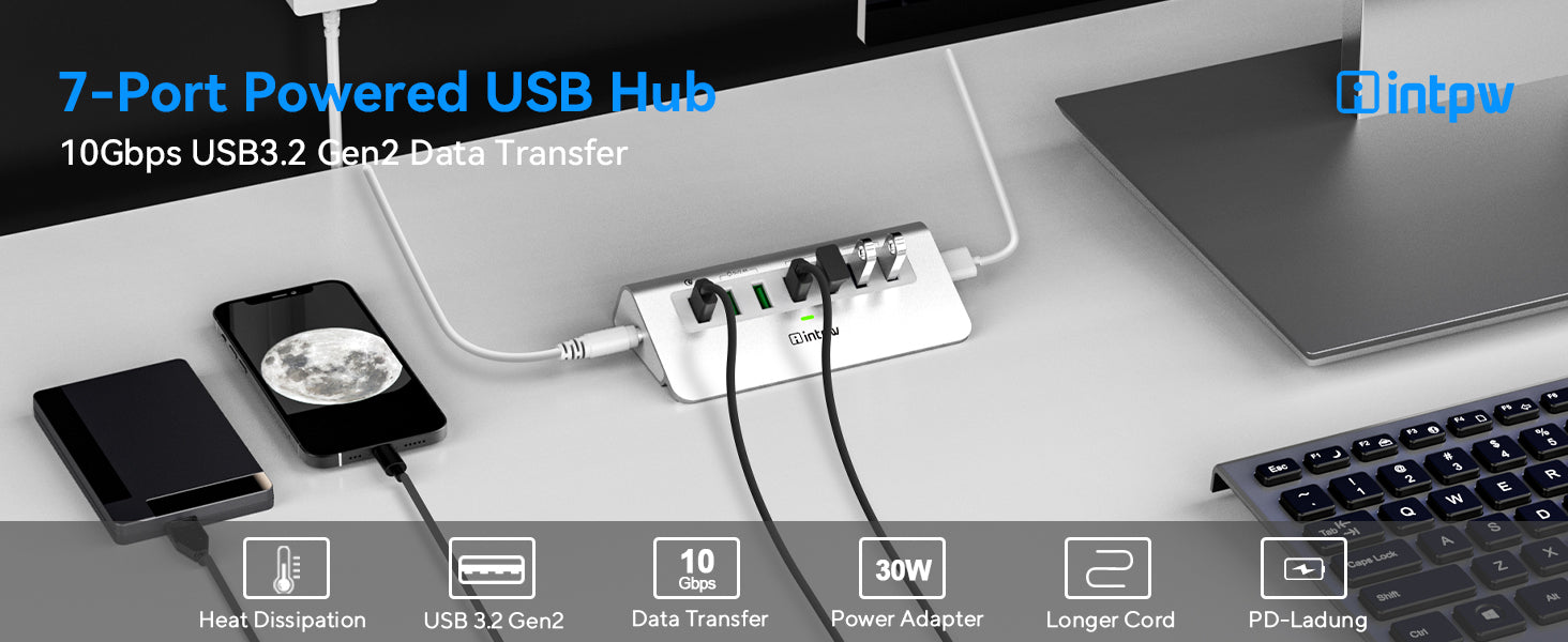 intpw powered usb hub yh4s 