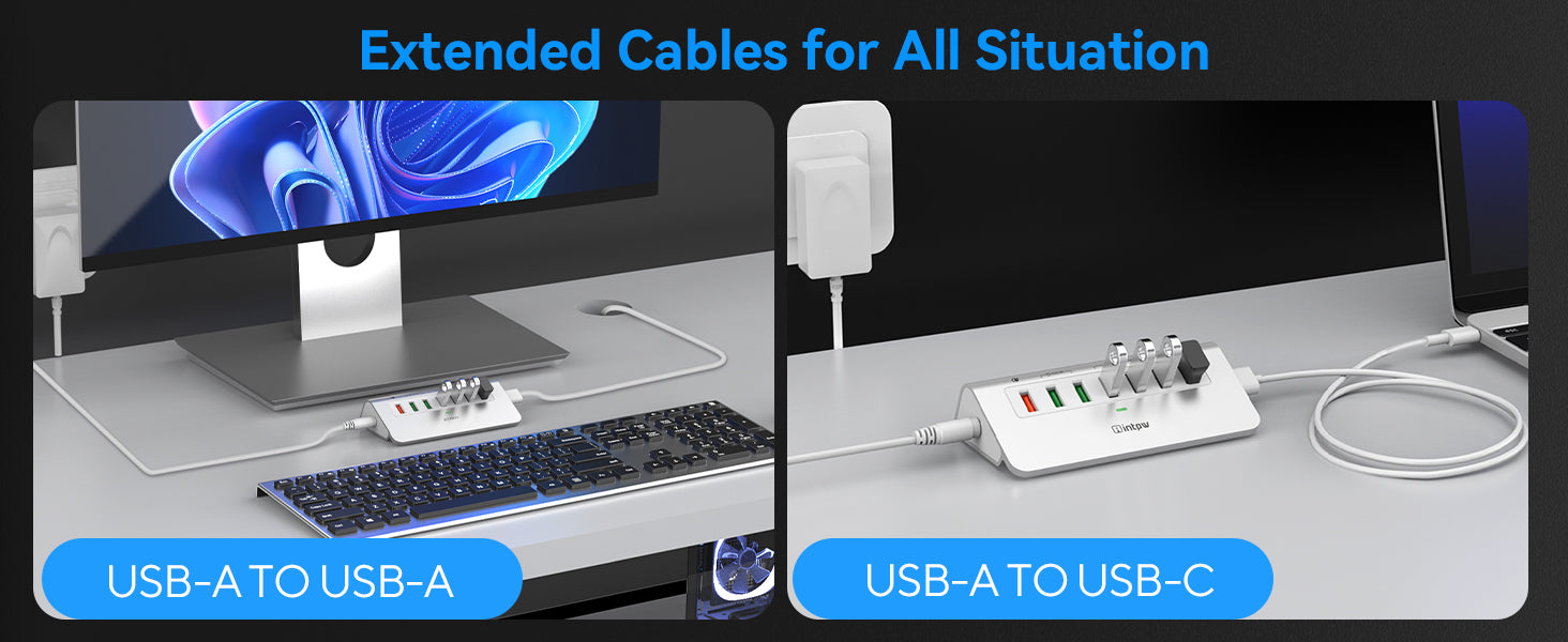 intpw usb 3.2 hub yh4s with 2 cables