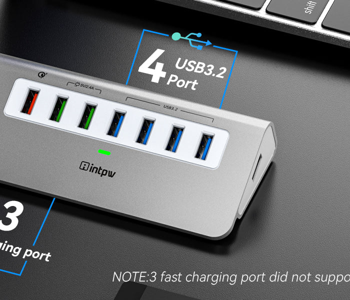 intpw usb 3.2 hub yh4s with 7 ports