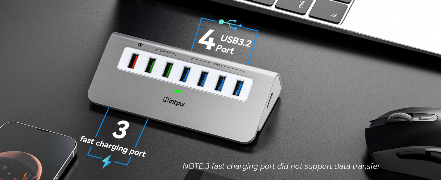 intpw usb 3.2 hub yh4s with 7 ports