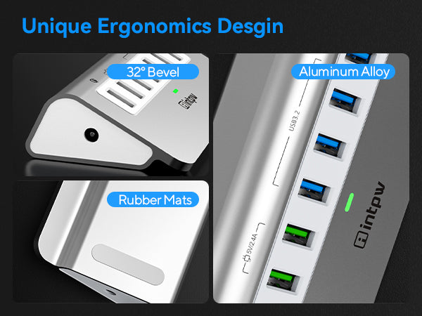 intpw usb 3.2 hub yh4s unique ergonomics desgin