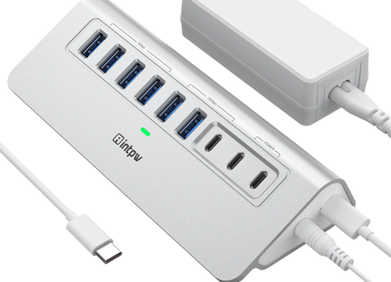 a silver intpw yh6ac powered usb hub