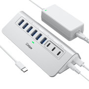 a silver intpw yh6ac powered usb hub