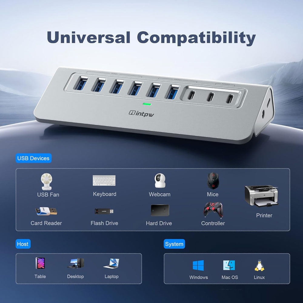 Compatible devices and tablets for the intpw yh6ac USB hub – Works with a wide range of gadgets.