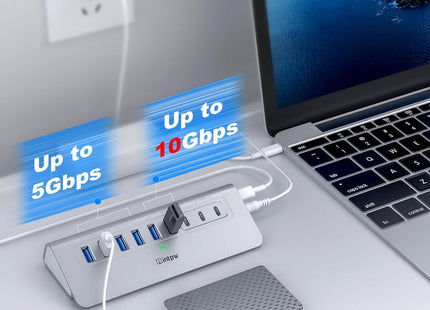 USB 3.0 and USB 3.2 ports on the intpw yh6ac USB hub with 5 to 10Gbps transmission speed – High-speed data transfer for external devices.