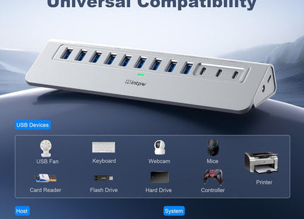 Intpw YH9AC Aluminum Powered USB Hub (12-in-1)