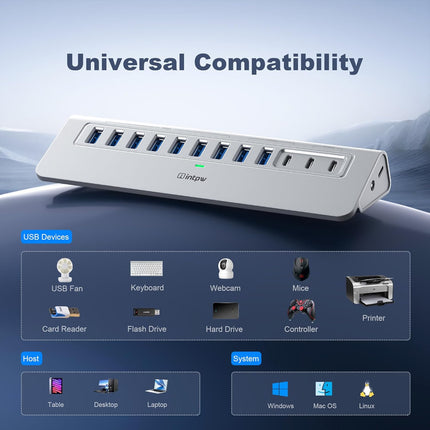 Intpw YH9AC Aluminum Powered USB Hub (12-in-1)