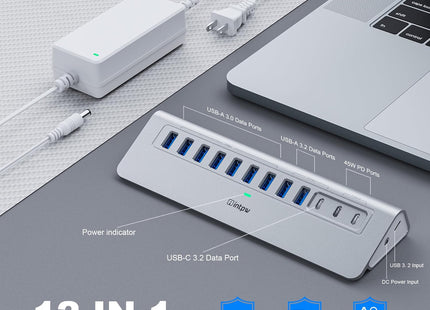 Intpw YH9AC Aluminum Powered USB Hub (12-in-1)