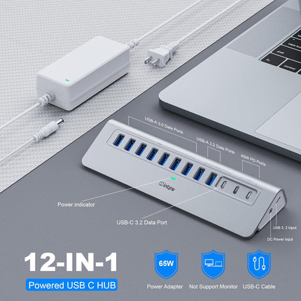 Intpw YH9AC Aluminum Powered USB Hub (12-in-1)