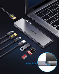 USB C Dock Hub, INTPW Updated Version USB C Docking Station with Dual 4k HDMI for MacBook Pro MacBook Air 2019 2018, 8 in 1 Thunderbolt 3 Dock w/UHS-II SD Card Reader, 87W USB-C PD, 3 USB 3.0 Ports