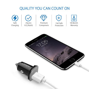 INTPW Car Charger 2 Pack, Flush Fit Single Port USB Car Charger Output for  iPhone, iPad, Samsung and More