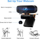 1080P Webcam with Microphone for Desktop, Intpw Web Cameras for Computers & Laptop, Streaming USB Webcam for Online Teaching and Gaming, PC Camera Compatible with Zoom/Skype/Facetime/Teams