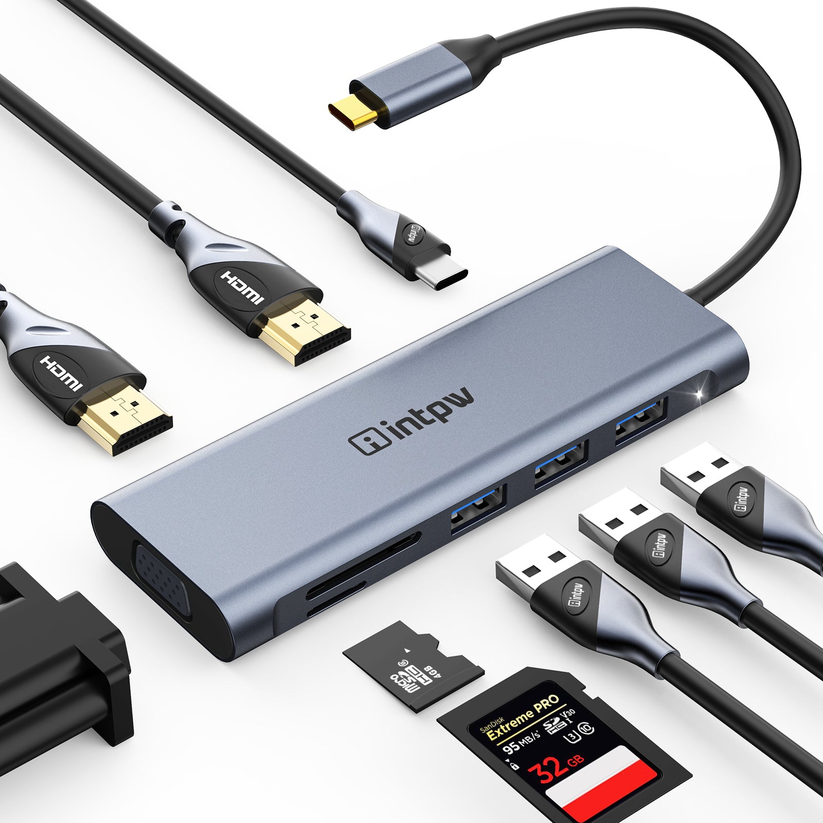 Intpw USB C to HDMI Adapter w/ thunderbolt 3 port – intpw